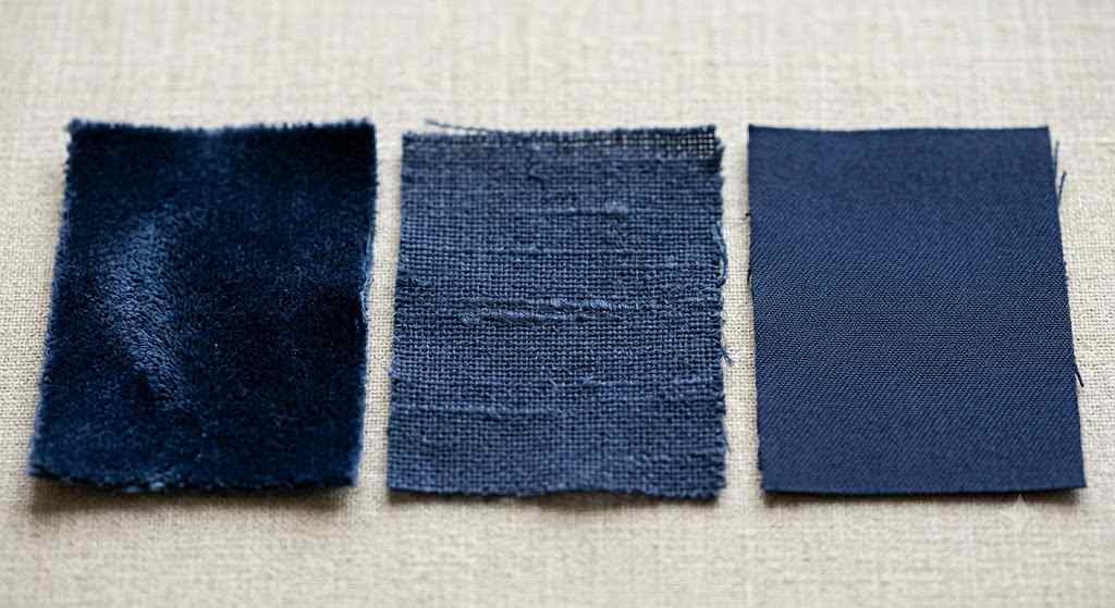 navy curtain fabric comparison velvet linen blackout
