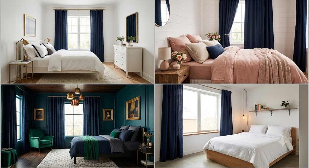 15 navy curtains bedroom ideas collage